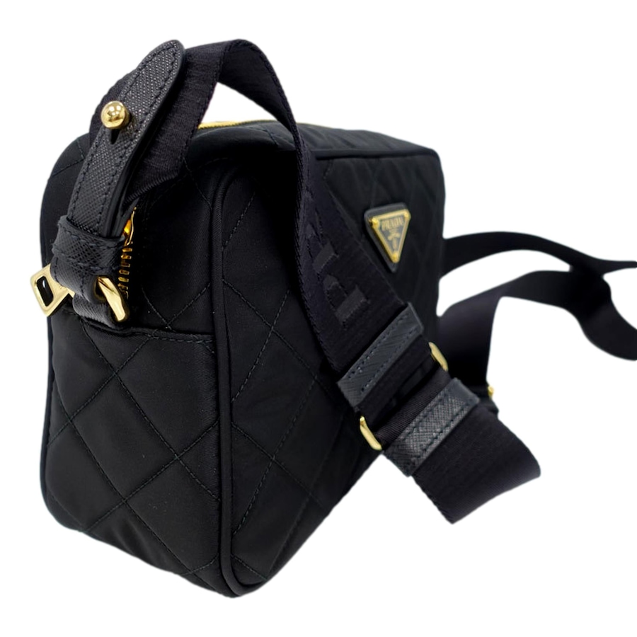 Image 994221_ALTMORE2.jpg, Product 994-221 / Price $3,737.00, Prada Tessuto Black Quilted Nylon Triangle Logo Camera Crossbody Bag from Prada on TSC.ca's Fashion department