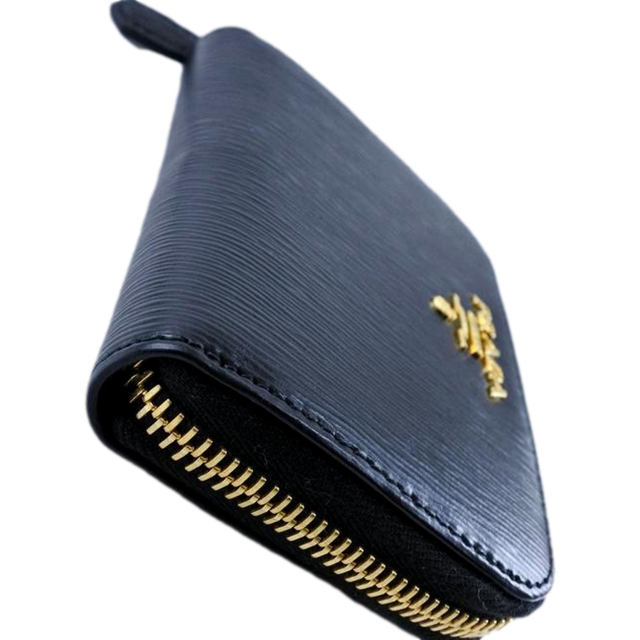 Image 994233_ALTMORE3.jpg, Product 994-233 / Price $1,352.00, Prada Black Vitello Move Leather Gold Zip Coin Purse Wallet from Prada on TSC.ca's Fashion department