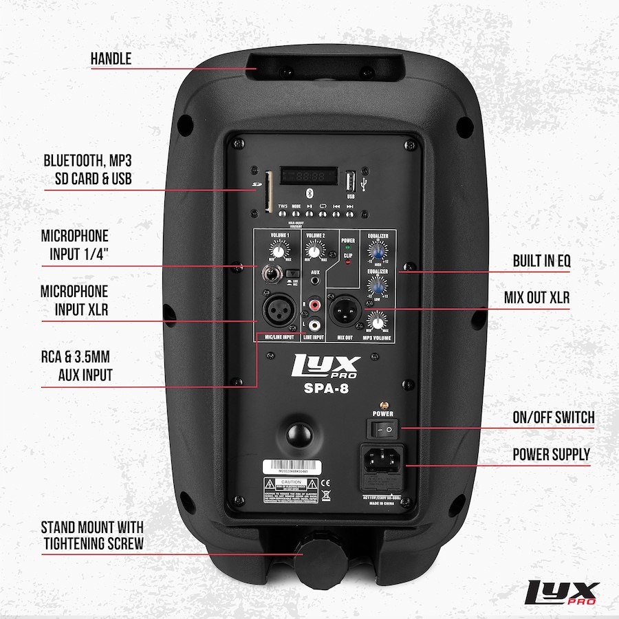 Image 994254_ALTMORE13.jpg, Product 994-254 / Price $159.99 - $299.99, LyxPro Portable PA Speaker Powered, PA System with Equalizer SD Slot & Built-in Bluetooth from LyxPro on TSC.ca's Electronics department