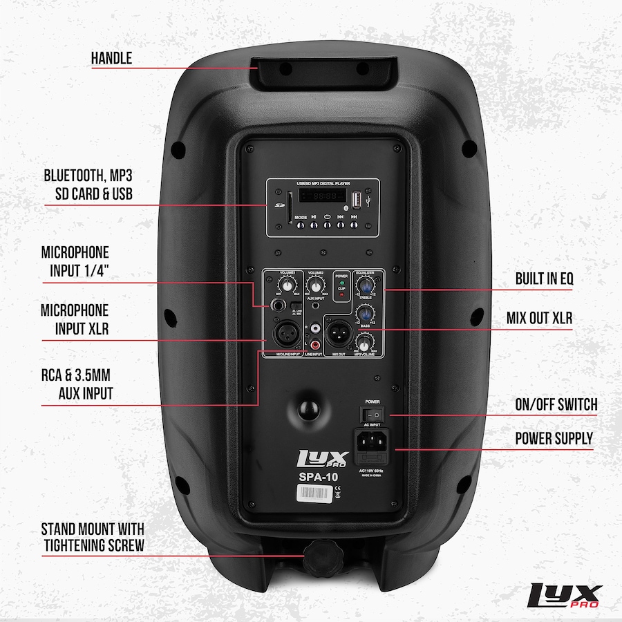 Image 994254_ALTMORE18.jpg, Product 994-254 / Price $159.99 - $299.99, LyxPro Portable PA Speaker Powered, PA System with Equalizer SD Slot & Built-in Bluetooth from LyxPro on TSC.ca's Electronics department