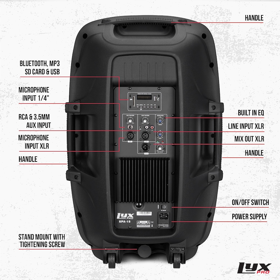 Image 994254_ALTMORE29.jpg, Product 994-254 / Price $159.99 - $299.99, LyxPro Portable PA Speaker Powered, PA System with Equalizer SD Slot & Built-in Bluetooth from LyxPro on TSC.ca's Electronics department