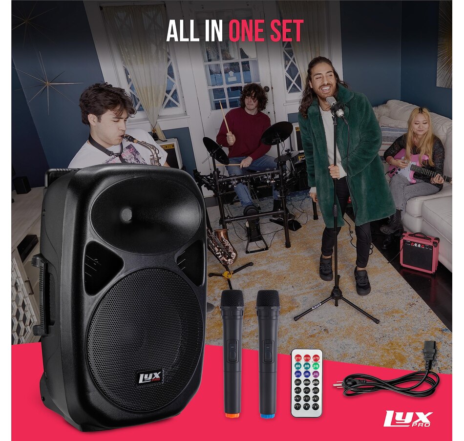 Image 994255_ALTMORE23.jpg, Product 994-255 / Price $179.99 - $389.99, LyxPro Rechargeable Battery PA Speaker, PA System W/Equalizer SD Slot & Built-in Bluetooth from LyxPro on TSC.ca's Electronics department