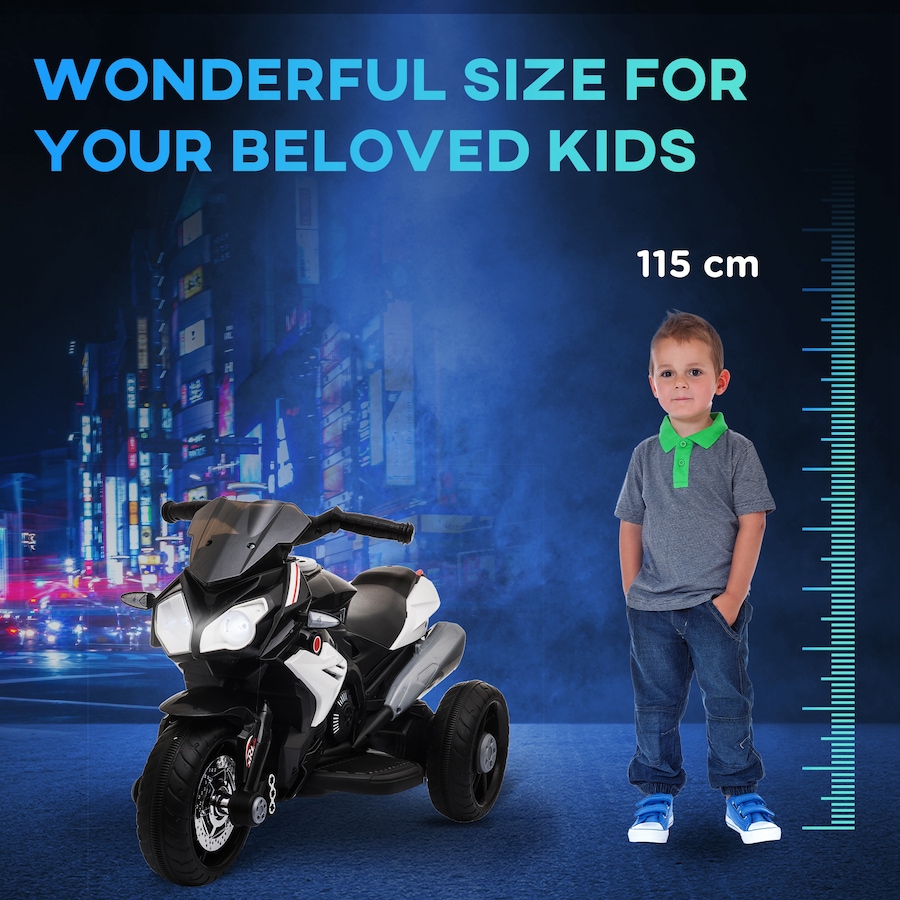 Image 994377_ALTMORE15.jpg, Product 994-377 / Price $94.99, Qaba 6V Kids Motorcycle with Music, Headlights, 3 Wheels, Black from Qaba on TSC.ca's Toys & Hobbies department