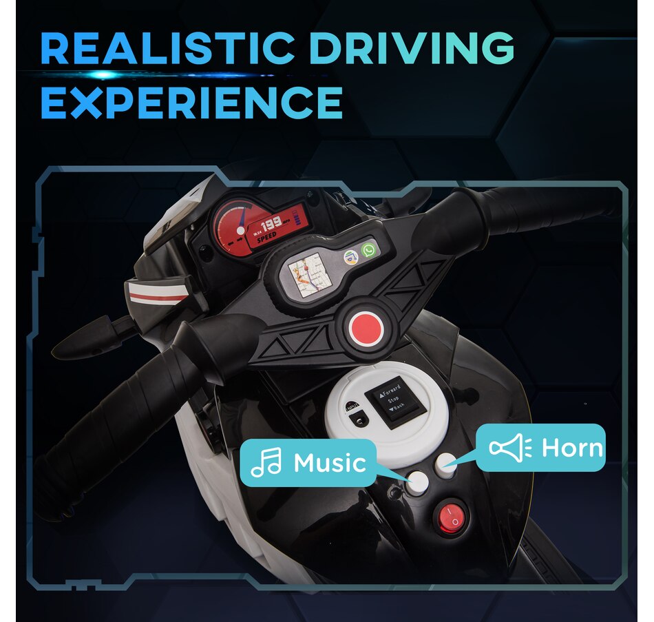 Image 994377_ALTMORE3.jpg, Product 994-377 / Price $105.99, Qaba 6V Kids Motorcycle with Music, Headlights, 3 Wheels, Black from Qaba on TSC.ca's Toys & Hobbies department