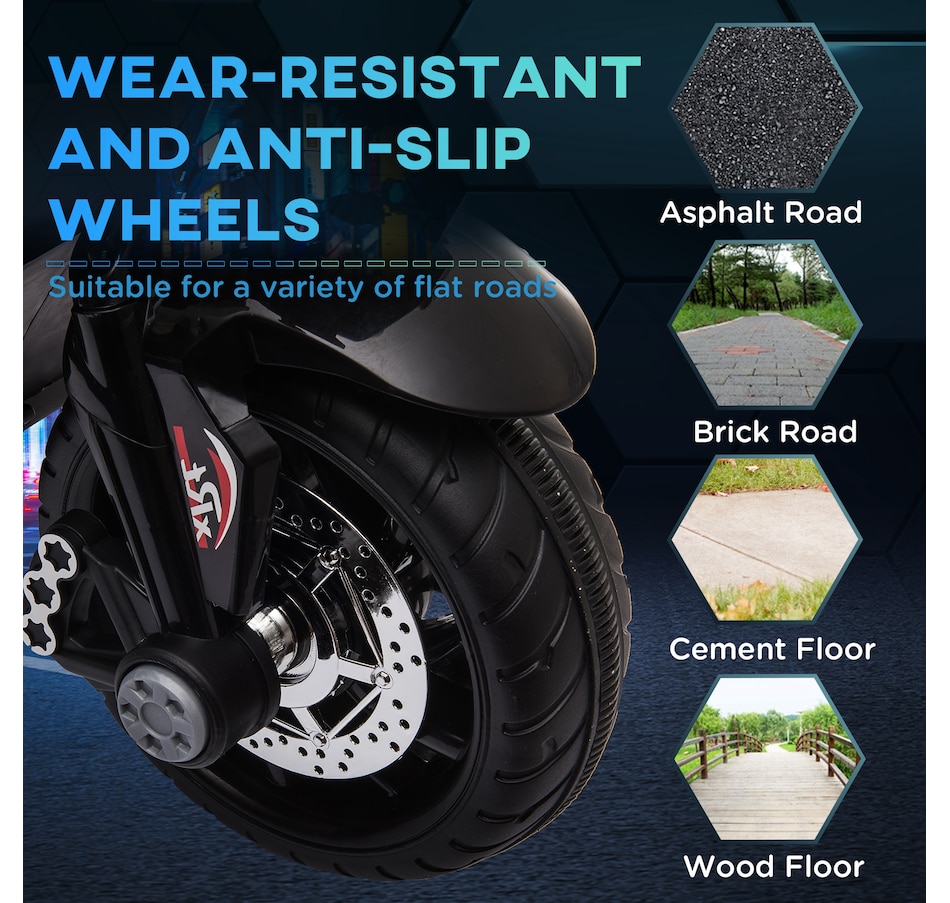 Image 994377_ALTMORE5.jpg, Product 994-377 / Price $105.99, Qaba 6V Kids Motorcycle with Music, Headlights, 3 Wheels, Black from Qaba on TSC.ca's Toys & Hobbies department