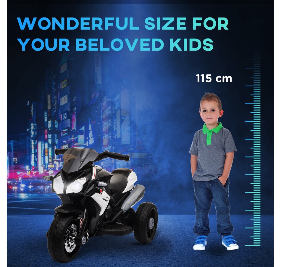 Image 994377_ALTMORE6.jpg, Product 994-377 / Price $105.99, Qaba 6V Kids Motorcycle with Music, Headlights, 3 Wheels, Black from Qaba on TSC.ca's Toys & Hobbies department