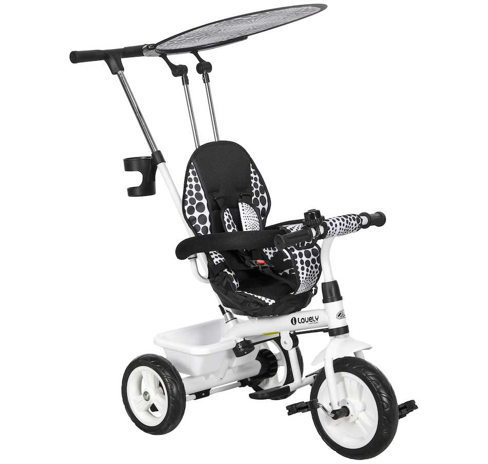Image 994378.jpg, Product 994-378 / Price $98.99, Qaba 6 in 1 Kids Tricycle with Removable Handlebar and Canopy, White from Qaba on TSC.ca's Toys & Hobbies department