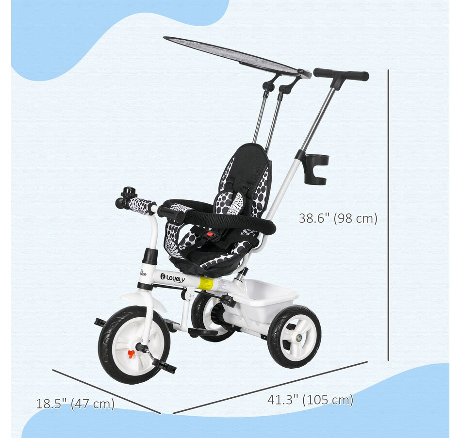 Image 994378_ALTMORE2.jpg, Product 994-378 / Price $98.99, Qaba 6 in 1 Kids Tricycle with Removable Handlebar and Canopy, White from Qaba on TSC.ca's Toys & Hobbies department