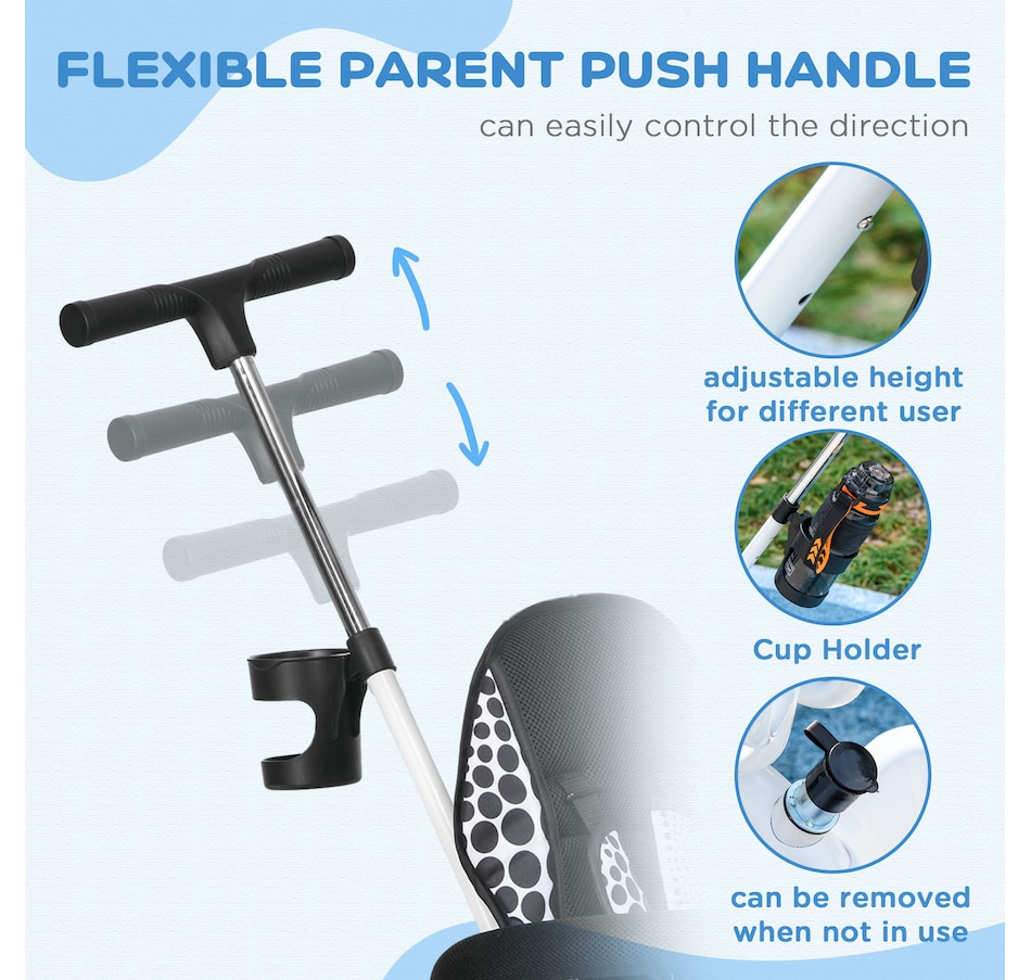 Image 994378_ALTMORE5.jpg, Product 994-378 / Price $98.99, Qaba 6 in 1 Kids Tricycle with Removable Handlebar and Canopy, White from Qaba on TSC.ca's Toys & Hobbies department