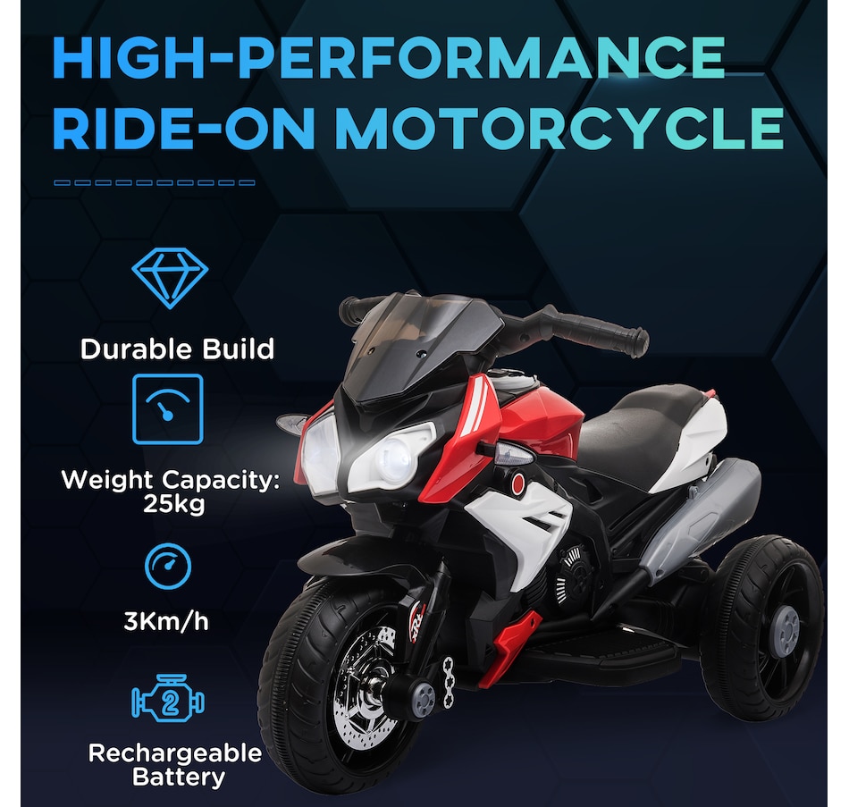 Image 994384_ALTMORE4.jpg, Product 994-384 / Price $107.99, Qaba 6V Kids Motorcycle with Music Headlights, 3 Wheels, Red from Qaba on TSC.ca's Toys & Hobbies department