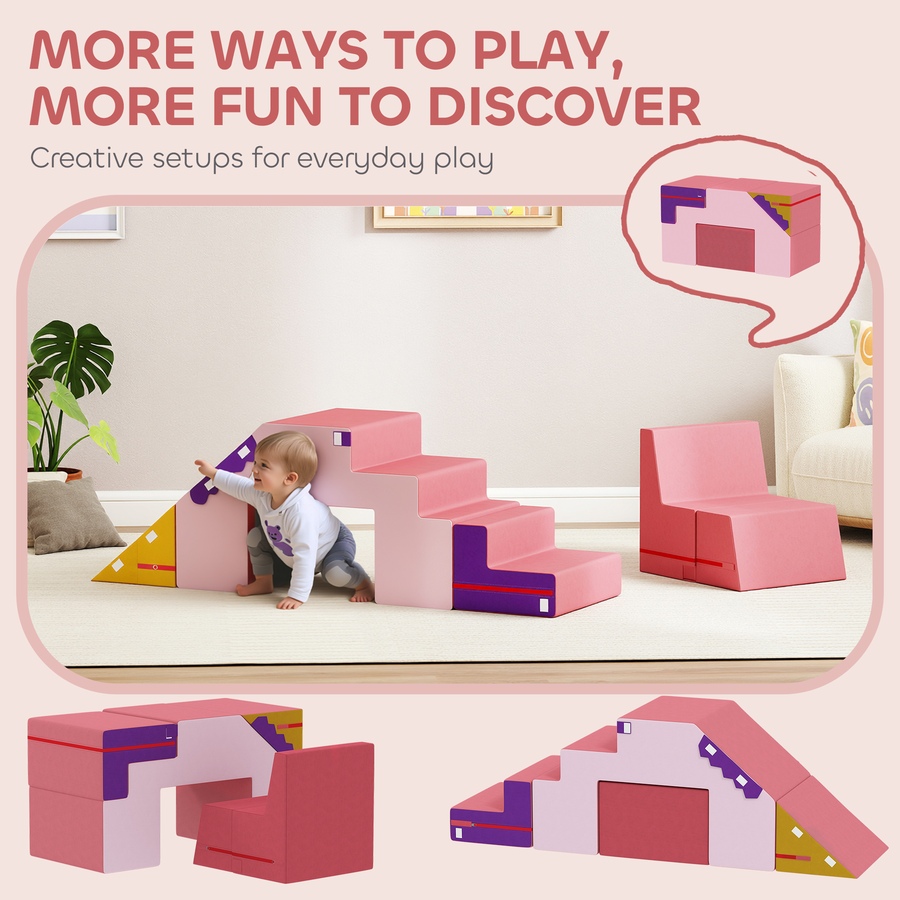 Image 994385_ALTMORE10.jpg, Product 994-385 / Price $108.99, Qaba Climbing Foam Blocks for Toddlers, 2-Piece Soft Play Foam, Pink from Qaba on TSC.ca's Home & Garden department
