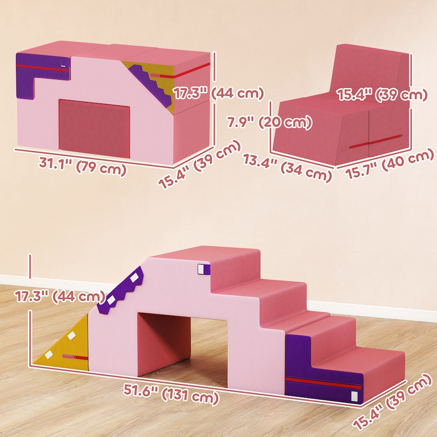 Image 994385_ALTMORE2.jpg, Product 994-385 / Price $108.99, Qaba Climbing Foam Blocks for Toddlers, 2-Piece Soft Play Foam, Pink from Qaba on TSC.ca's Home & Garden department