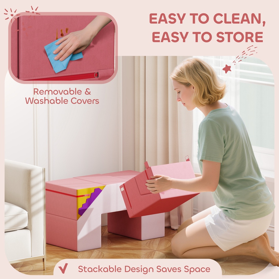 Image 994385_ALTMORE6.jpg, Product 994-385 / Price $108.99, Qaba Climbing Foam Blocks for Toddlers, 2-Piece Soft Play Foam, Pink from Qaba on TSC.ca's Home & Garden department