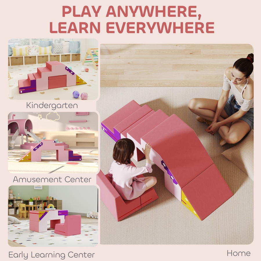 Image 994385_ALTMORE7.jpg, Product 994-385 / Price $108.99, Qaba Climbing Foam Blocks for Toddlers, 2-Piece Soft Play Foam, Pink from Qaba on TSC.ca's Home & Garden department