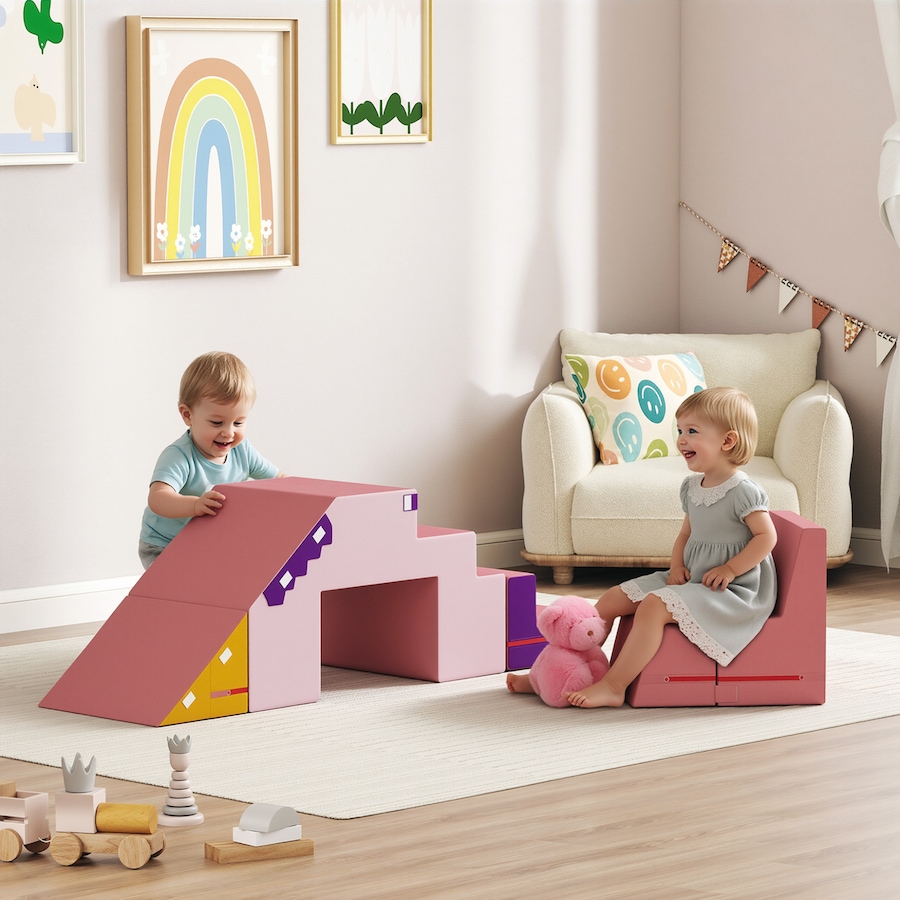 Image 994385_ALTMORE9.jpg, Product 994-385 / Price $108.99, Qaba Climbing Foam Blocks for Toddlers, 2-Piece Soft Play Foam, Pink from Qaba on TSC.ca's Home & Garden department
