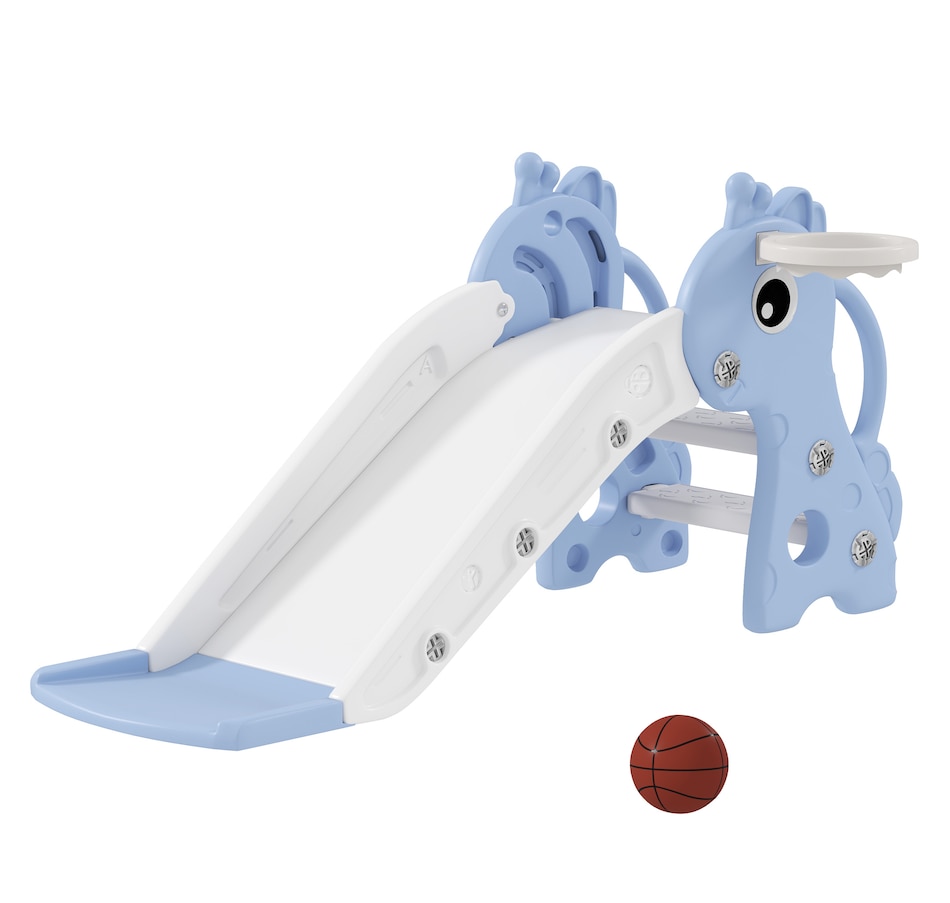Image 994388.jpg, Product 994-388 / Price $66.99, Qaba Kids Slide with Climber and Basketball Hoop, 3 in 1 Baby Slide, Blue from Qaba on TSC.ca's Home & Garden department