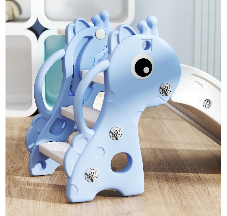 Image 994388_ALTMORE7.jpg, Product 994-388 / Price $66.99, Qaba Kids Slide with Climber and Basketball Hoop, 3 in 1 Baby Slide, Blue from Qaba on TSC.ca's Home & Garden department