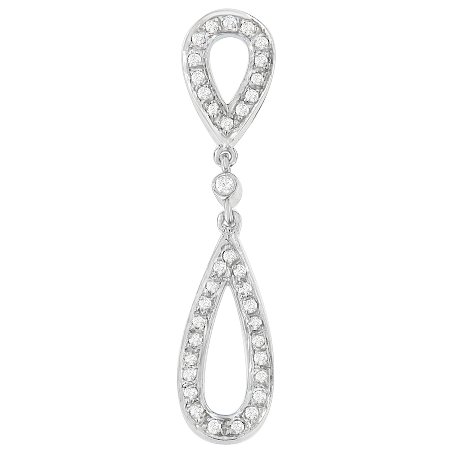 Image 994392.jpg, Product 994-392 / Price $3,045.00, 14 White Gold 1/4 cttw Round Cut Diamond Double Tear Drop Pendant Necklace (H-I, I2-I3) from Haus of Brilliance on TSC.ca's Jewellery department