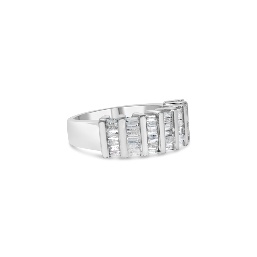 Image 994395_ALTMORE1.jpg, Product 994-395 / Price $2,340.00, .925 Sterling Silver 1.0 Cttw Baguette Cut Diamond Vertical Channel Fluted Multi-Row Unisex Fashion Wedding Ring (H-I Color, I1-I2 Clarity) - Size 7-1/4 from Haus of Brilliance on TSC.ca's Jewellery department