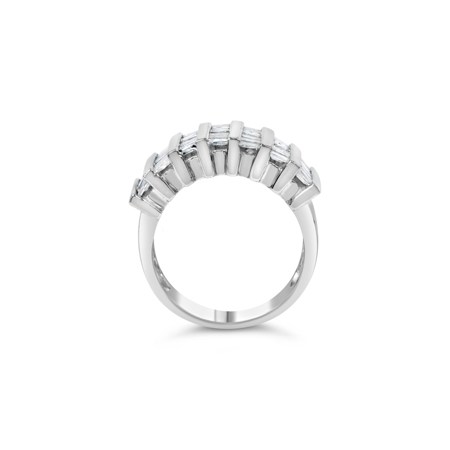 Image 994395_ALTMORE3.jpg, Product 994-395 / Price $2,340.00, .925 Sterling Silver 1.0 Cttw Baguette Cut Diamond Vertical Channel Fluted Multi-Row Unisex Fashion Wedding Ring (H-I Color, I1-I2 Clarity) - Size 7-1/4 from Haus of Brilliance on TSC.ca's Jewellery department