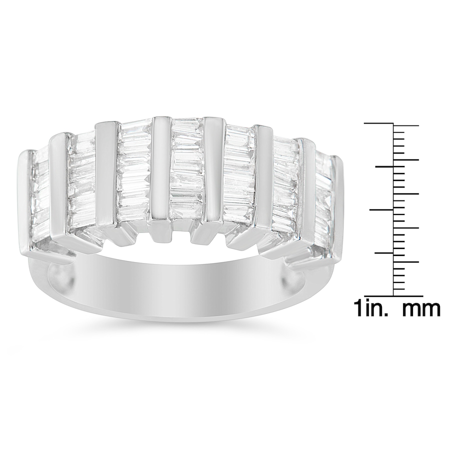 Image 994395_ALTMORE5.jpg, Product 994-395 / Price $2,340.00, .925 Sterling Silver 1.0 Cttw Baguette Cut Diamond Vertical Channel Fluted Multi-Row Unisex Fashion Wedding Ring (H-I Color, I1-I2 Clarity) - Size 7-1/4 from Haus of Brilliance on TSC.ca's Jewellery department