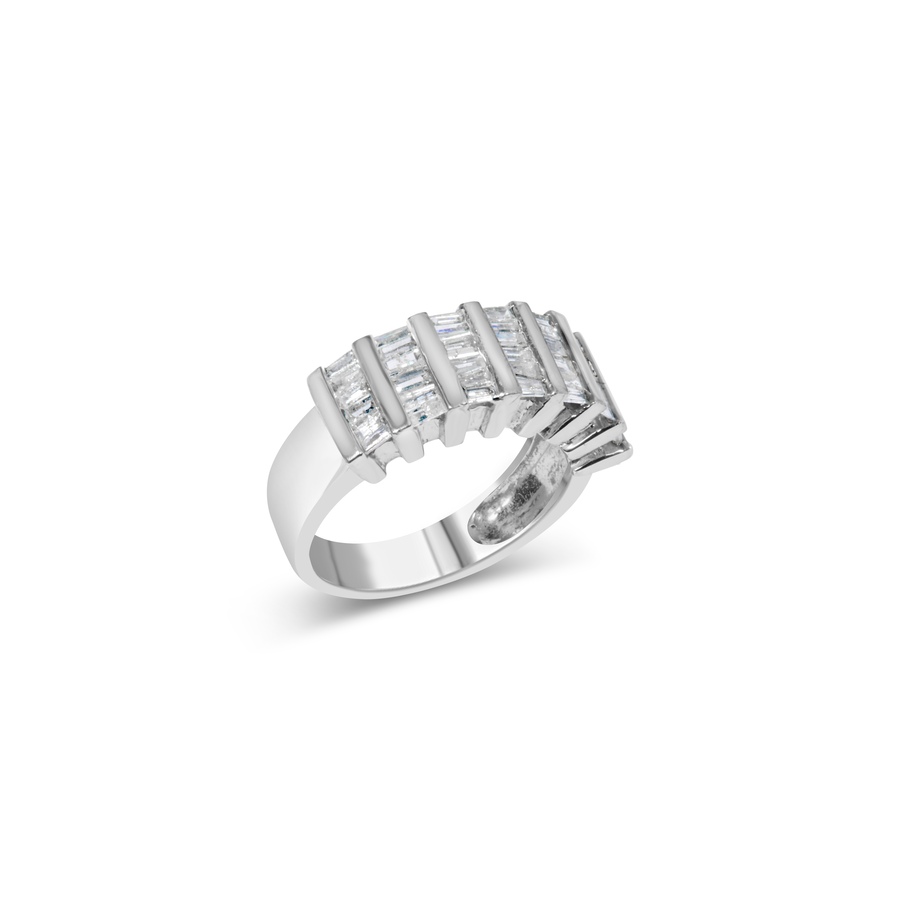 Image 994395_ST01.jpg, Product 994-395 / Price $2,340.00, .925 Sterling Silver 1.0 Cttw Baguette Cut Diamond Vertical Channel Fluted Multi-Row Unisex Fashion Wedding Ring (H-I Color, I1-I2 Clarity) - Size 7-1/4 from Haus of Brilliance on TSC.ca's Jewellery department