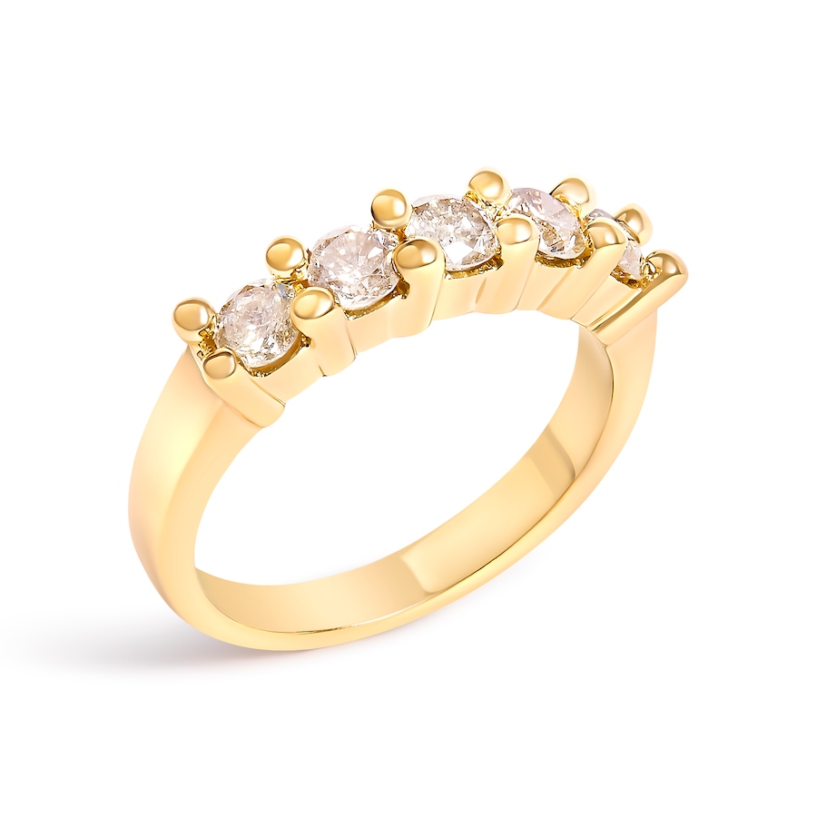 Image 994396_ALTMORE1.jpg, Product 994-396 / Price $2,083.00, 14K Yellow Gold Plated .925 Sterling Silver 1.0 Cttw Shared Prong-set Round Diamond 5 Stone Band Ring (J-K Color, I1-I2 Clarity) - Size 8 from Haus of Brilliance on TSC.ca's Jewellery department