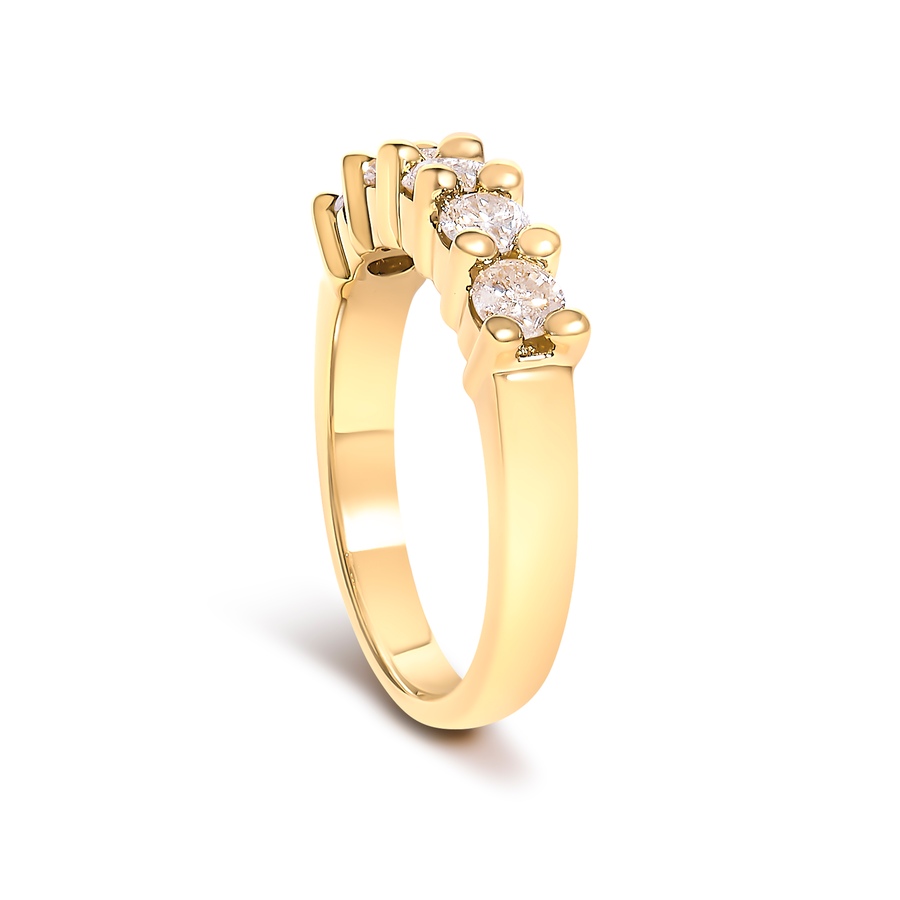 Image 994396_ALTMORE2.jpg, Product 994-396 / Price $2,083.00, 14K Yellow Gold Plated .925 Sterling Silver 1.0 Cttw Shared Prong-set Round Diamond 5 Stone Band Ring (J-K Color, I1-I2 Clarity) - Size 8 from Haus of Brilliance on TSC.ca's Jewellery department