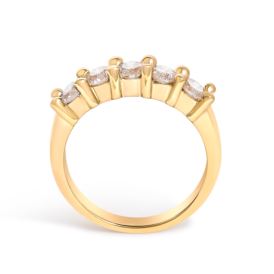 Image 994396_ALTMORE3.jpg, Product 994-396 / Price $2,083.00, 14K Yellow Gold Plated .925 Sterling Silver 1.0 Cttw Shared Prong-set Round Diamond 5 Stone Band Ring (J-K Color, I1-I2 Clarity) - Size 8 from Haus of Brilliance on TSC.ca's Jewellery department