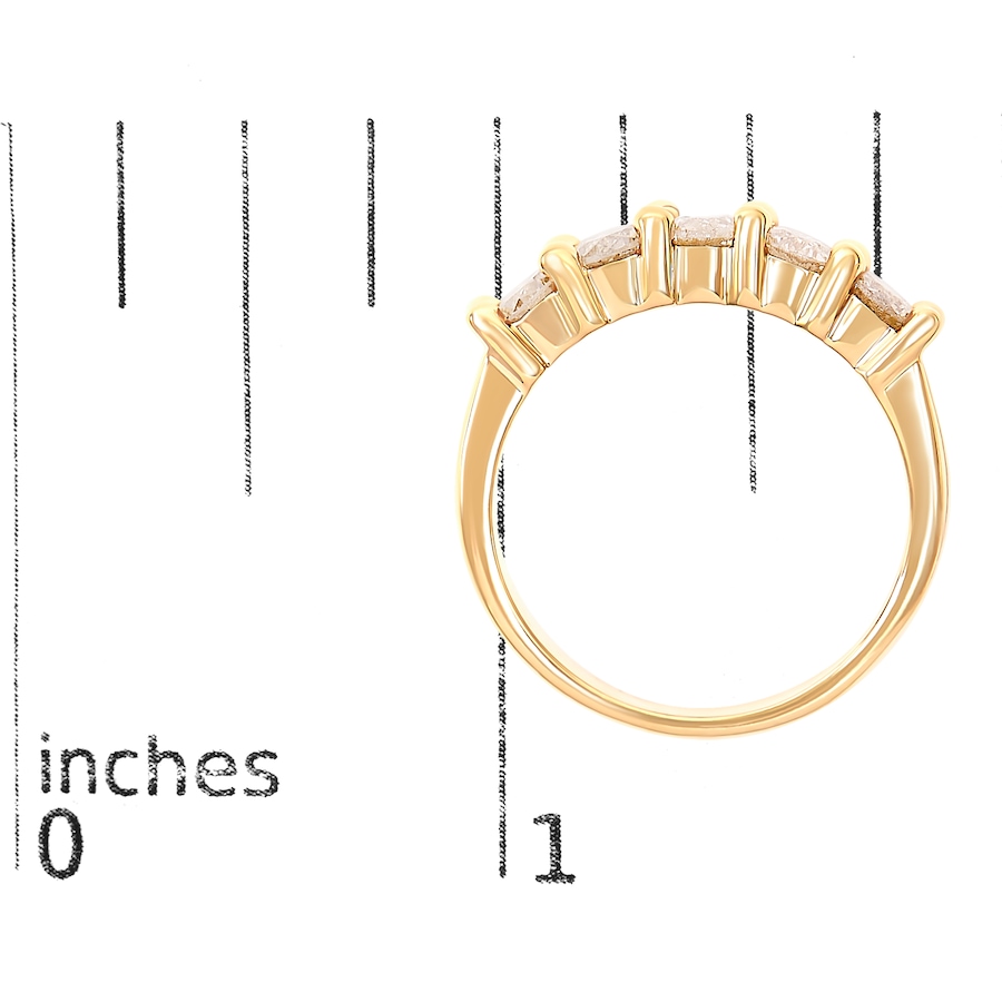 Image 994396_ALTMORE5.jpg, Product 994-396 / Price $2,083.00, 14K Yellow Gold Plated .925 Sterling Silver 1.0 Cttw Shared Prong-set Round Diamond 5 Stone Band Ring (J-K Color, I1-I2 Clarity) - Size 8 from Haus of Brilliance on TSC.ca's Jewellery department