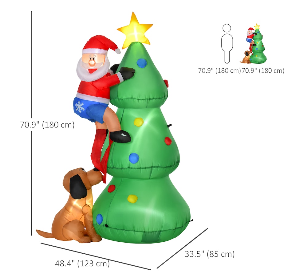 Image 994402_ALTMORE2.jpg, Product 994-402 / Price $59.99, HOMCOM 6ft Inflatable Christmas Tree, LED Light w/ Santa Claus Dog Decor from HOMCOM on TSC.ca's Home & Garden department