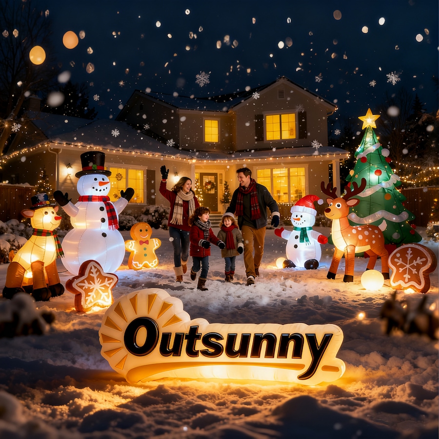 Image 994409_ALTMORE17.jpg, Product 994-409 / Price $62.99, Outsunny 8' Inflatable Christmas Santa Claus Holds Light Sign of Blessings from Outsunny on TSC.ca's Home & Garden department