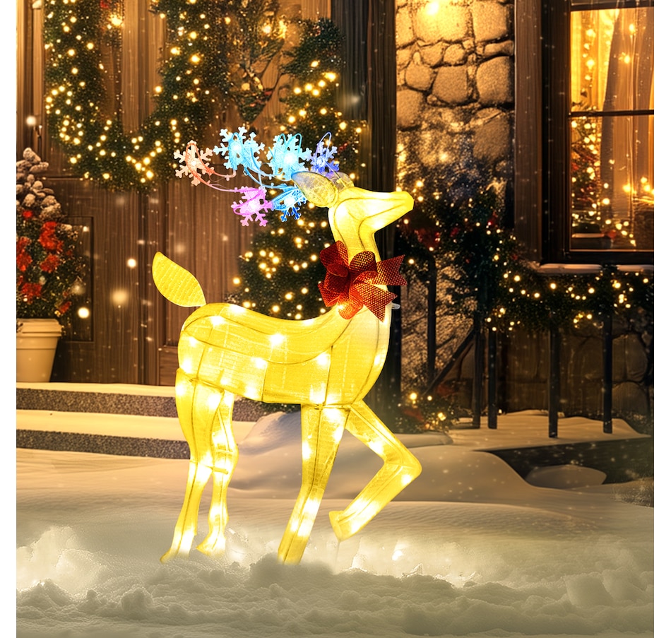 Image 994424_ALTMORE1.jpg, Product 994-424 / Price $48.99, Outsunny Light Up Reindeer Christmas Decoration with 61 LED Lights White from Outsunny on TSC.ca's Home & Garden department