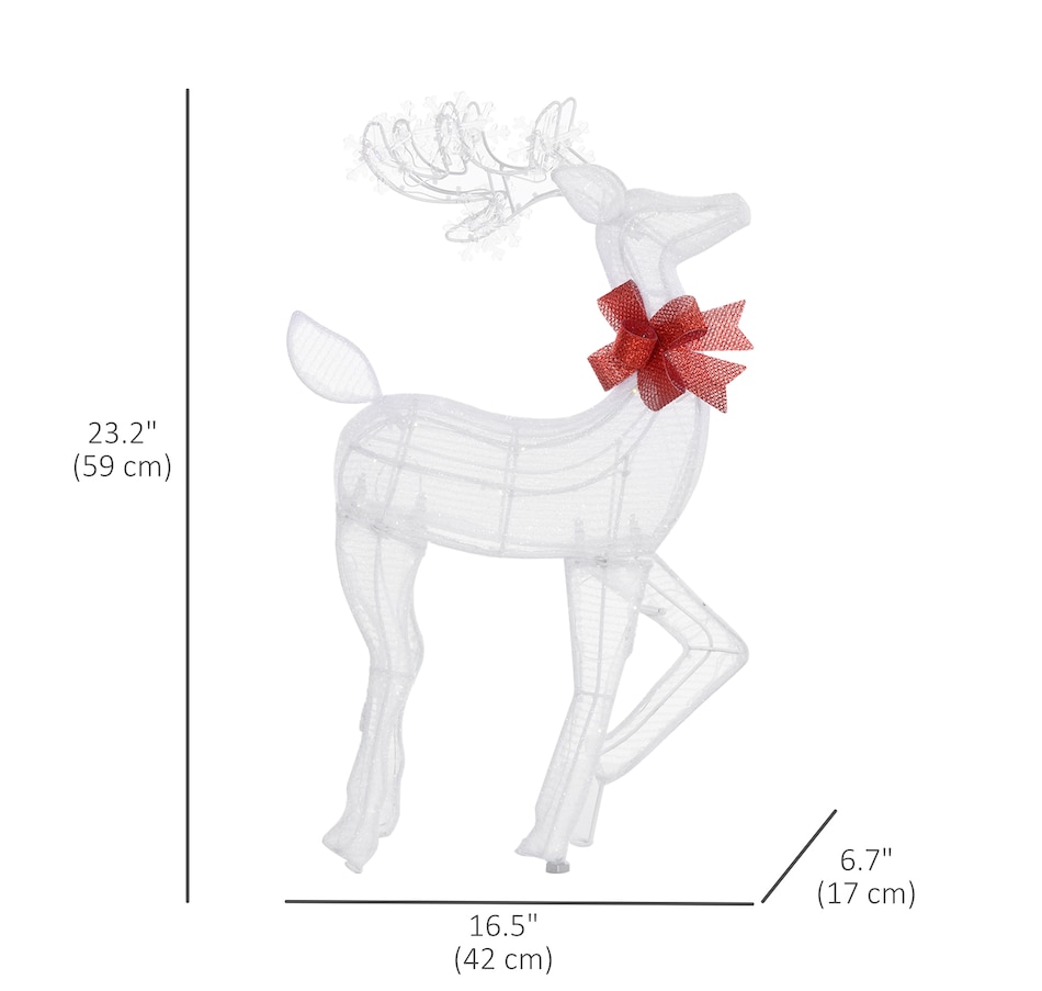 Image 994424_ALTMORE2.jpg, Product 994-424 / Price $48.99, Outsunny Light Up Reindeer Christmas Decoration with 61 LED Lights White from Outsunny on TSC.ca's Home & Garden department