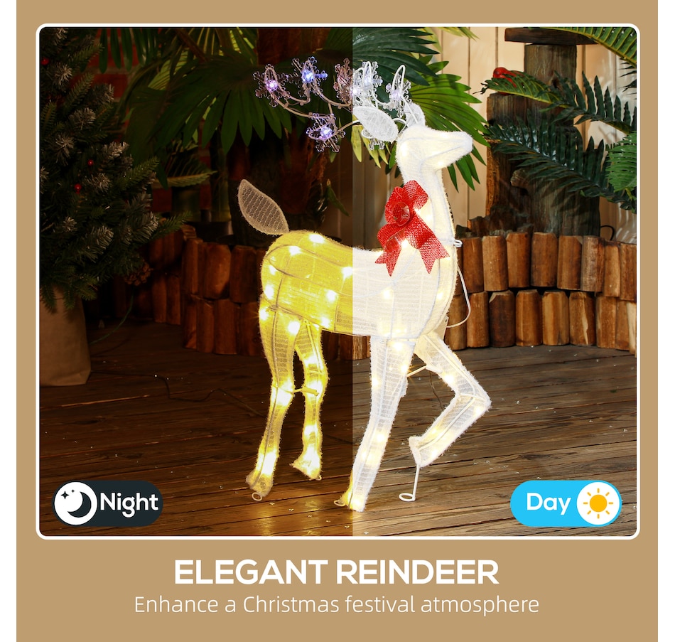 Image 994424_ALTMORE3.jpg, Product 994-424 / Price $48.99, Outsunny Light Up Reindeer Christmas Decoration with 61 LED Lights White from Outsunny on TSC.ca's Home & Garden department