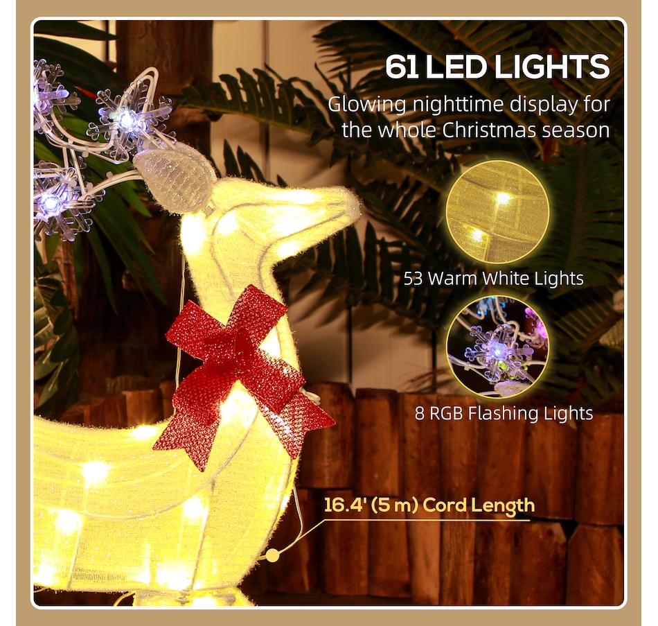 Image 994424_ALTMORE4.jpg, Product 994-424 / Price $48.99, Outsunny Light Up Reindeer Christmas Decoration with 61 LED Lights White from Outsunny on TSC.ca's Home & Garden department
