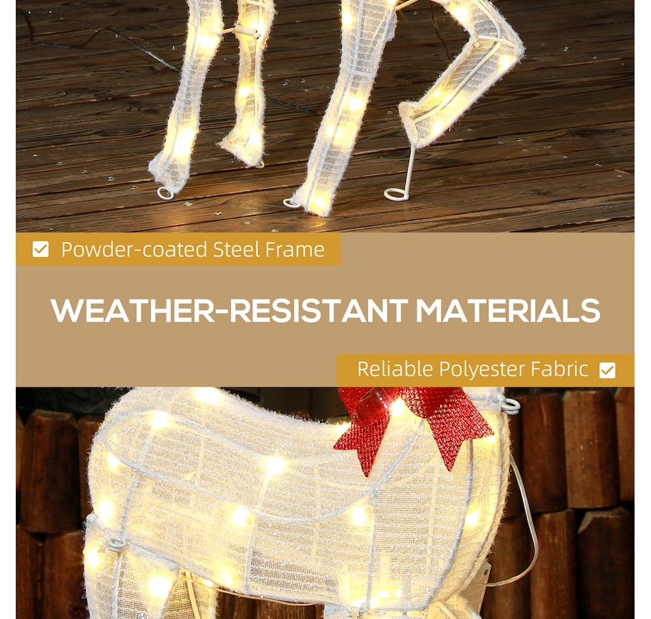 Image 994424_ALTMORE5.jpg, Product 994-424 / Price $48.99, Outsunny Light Up Reindeer Christmas Decoration with 61 LED Lights White from Outsunny on TSC.ca's Home & Garden department