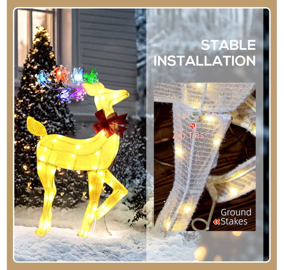 Image 994424_ALTMORE6.jpg, Product 994-424 / Price $48.99, Outsunny Light Up Reindeer Christmas Decoration with 61 LED Lights White from Outsunny on TSC.ca's Home & Garden department