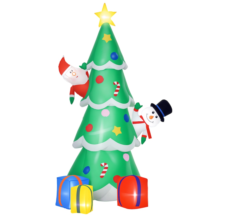HOMCOM 7FT Inflatable Christmas Tree LED Outdoor Santa Claus Decoration ...