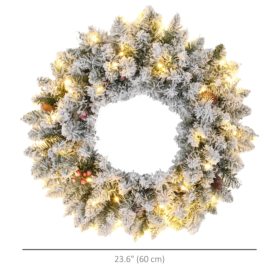 Image 994442_ALTMORE2.jpg, Product 994-442 / Price $49.99, HOMCOM 24" Pre-Lit Christmas Wreath with Pine Cones and Berries Green from HOMCOM on TSC.ca's Home & Garden department