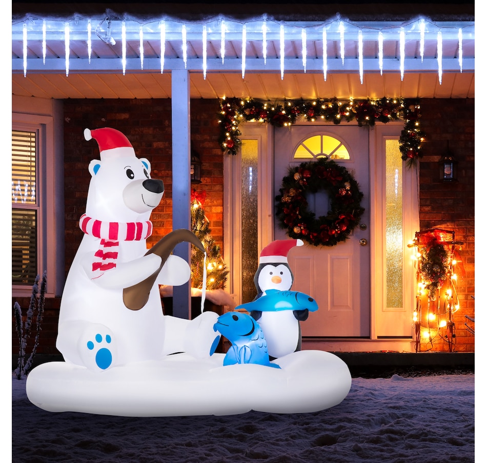 Image 994461_ALTMORE1.jpg, Product 994-461 / Price $74.99, Outsunny 6' Inflatable Christmas Polar Bear & Penguin Fishing on Board LED from Outsunny on TSC.ca's Home & Garden department
