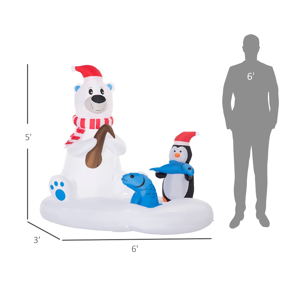 Image 994461_ALTMORE2.jpg, Product 994-461 / Price $74.99, Outsunny 6' Inflatable Christmas Polar Bear & Penguin Fishing on Board LED from Outsunny on TSC.ca's Home & Garden department
