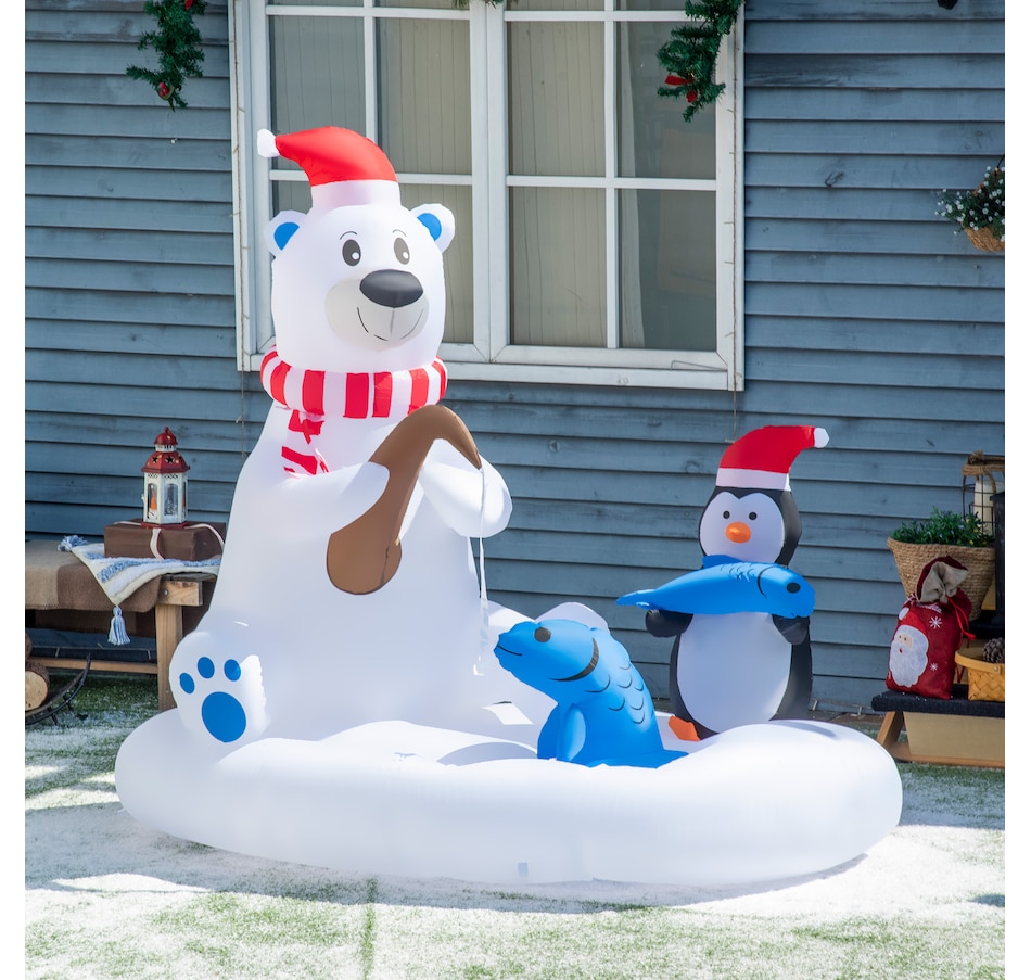 Image 994461_ALTMORE8.jpg, Product 994-461 / Price $74.99, Outsunny 6' Inflatable Christmas Polar Bear & Penguin Fishing on Board LED from Outsunny on TSC.ca's Home & Garden department