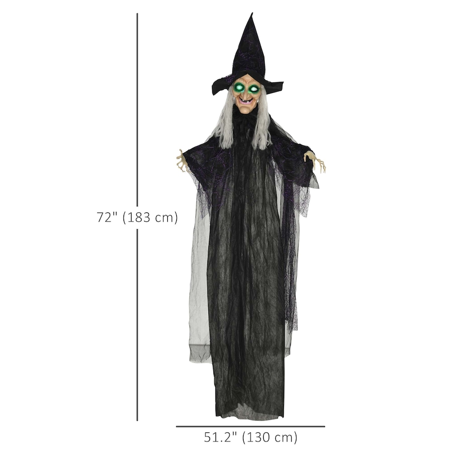 Image 994470_ALTMORE2.jpg, Product 994-470 / Price $54.99, HOMCOM Black Witch Halloween Prop w/ Light Up Eyes for Party from HOMCOM on TSC.ca's Home & Garden department
