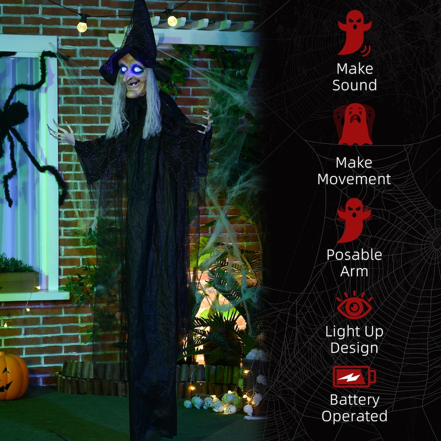 Image 994470_ALTMORE6.jpg, Product 994-470 / Price $54.99, HOMCOM Black Witch Halloween Prop w/ Light Up Eyes for Party from HOMCOM on TSC.ca's Home & Garden department