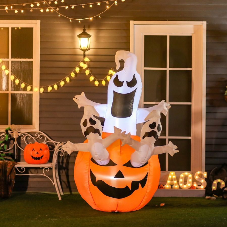 Image 994476_ALTMORE1.jpg, Product 994-476 / Price $54.99, HOMCOM 6FT Halloween Inflatable Pumpkin Jack-O-Lantern Ghosts for Garden from HOMCOM on TSC.ca's Home & Garden department