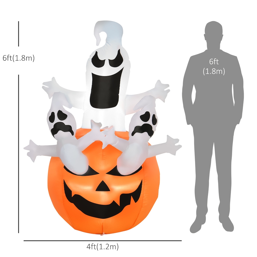 Image 994476_ALTMORE2.jpg, Product 994-476 / Price $54.99, HOMCOM 6FT Halloween Inflatable Pumpkin Jack-O-Lantern Ghosts for Garden from HOMCOM on TSC.ca's Home & Garden department