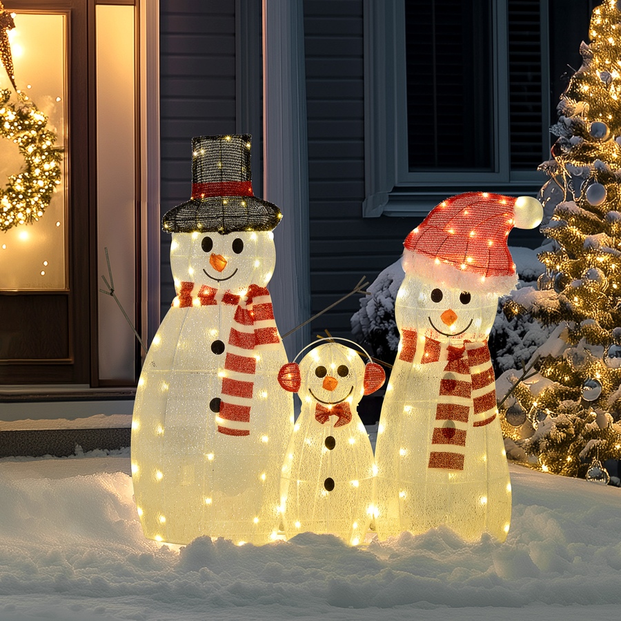 Image 994482_ALTMORE1.jpg, Product 994-482 / Price $99.99, Outsunny Light Up Christmas Snowman Family Set of 3 with LED Lights White from Outsunny on TSC.ca's Home & Garden department