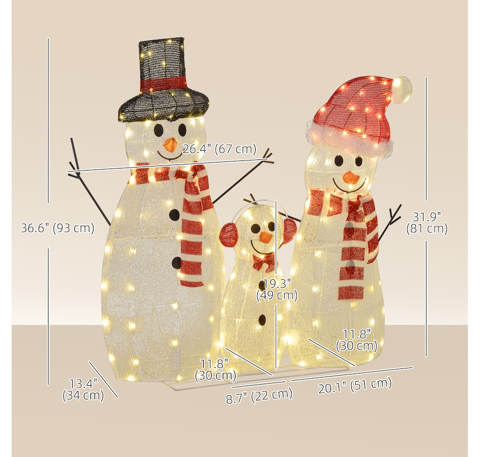 Image 994482_ALTMORE2.jpg, Product 994-482 / Price $99.99, Outsunny Light Up Christmas Snowman Family Set of 3 with LED Lights White from Outsunny on TSC.ca's Home & Garden department