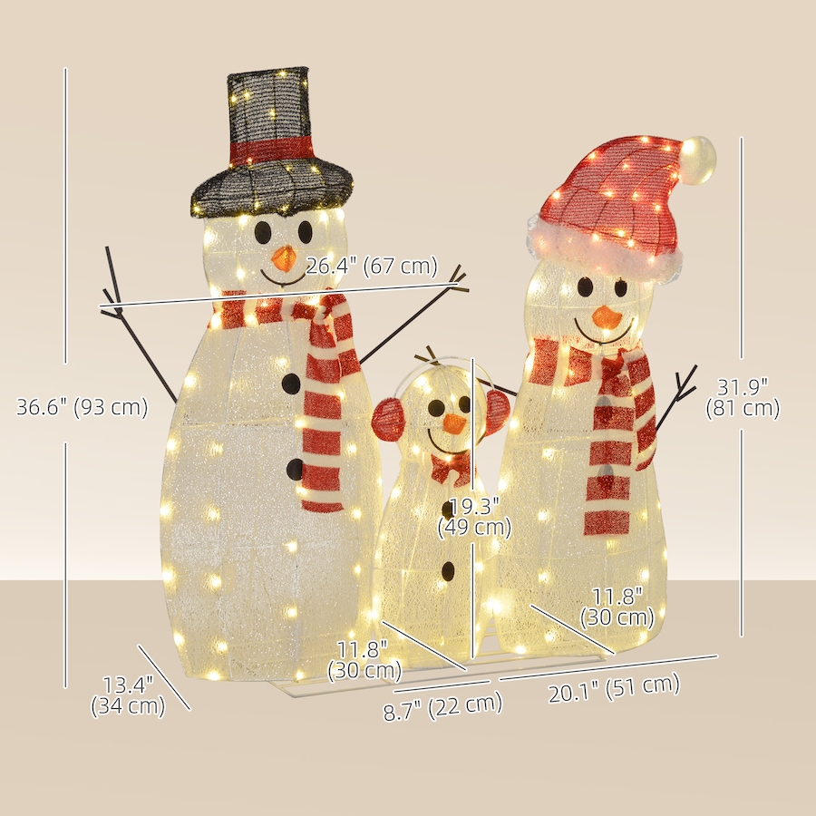 Image 994482_ALTMORE2.jpg, Product 994-482 / Price $99.99, Outsunny Light Up Christmas Snowman Family Set of 3 with LED Lights White from Outsunny on TSC.ca's Home & Garden department